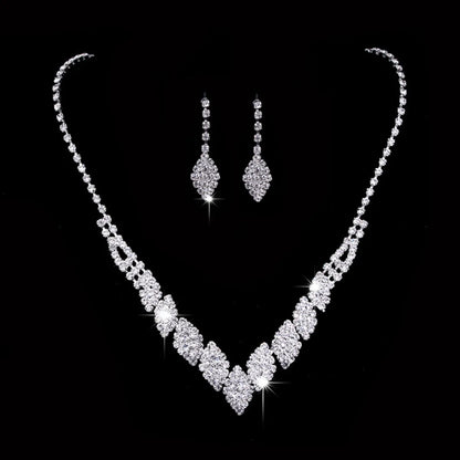 Zircon Stud Stainless Steel Necklace Jewelry Set