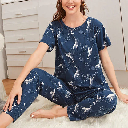 Cartoon Print Pajama Sleepwear Set