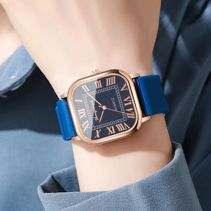 Square Silicone Roma Dial Quartz Wristwatch