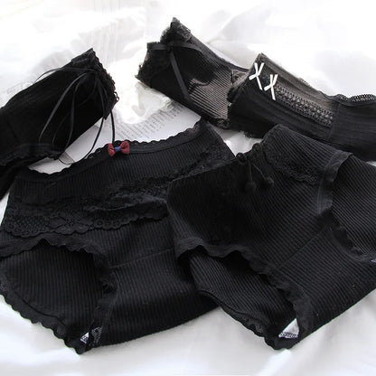 Cotton Sexy Black Underwear Lingerie Set