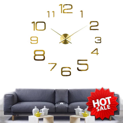 Large Wall 3D DIY Quartz Acrylic Mirror Stickers Clocks