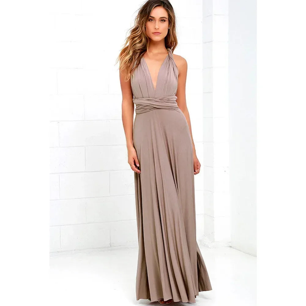 Multi-worn V-neck Vestidos De Fiesta Long Sexy Maxi Dress