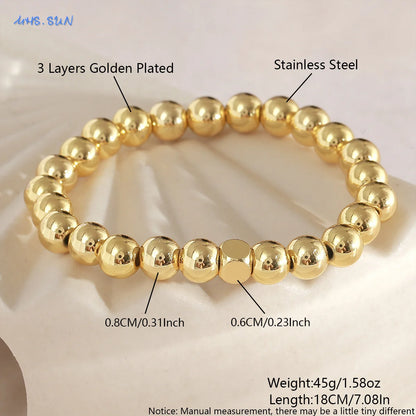 DANA Gold Plated Beads Elastic Bracelet