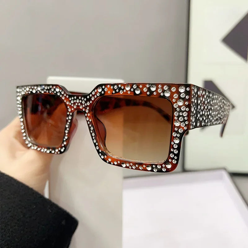 Crystal Square Diamond Big Frame Sunglasses