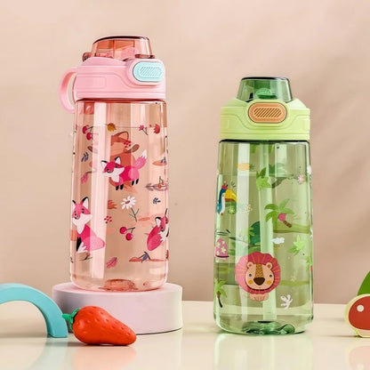 550ml Kids Cartoon Animal Water Bottle with Safety Lock