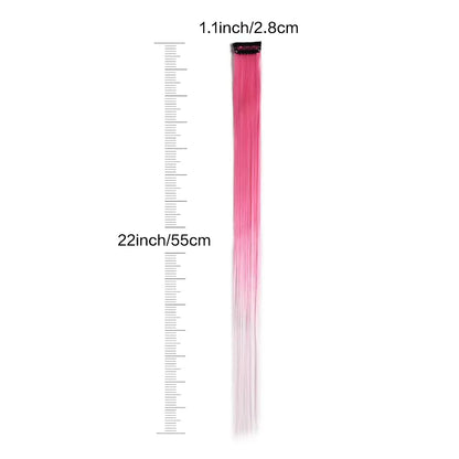 Clip in Hair Extensions 6pcs/pack Colored Party Highlights 22 Inches Multi-colors Straight Hair