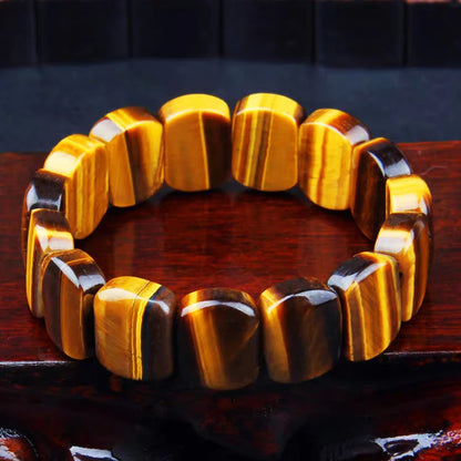 Natural Tiger Eye Stone Square Handmade Reiki Healing Meditation Bangles Bracelets