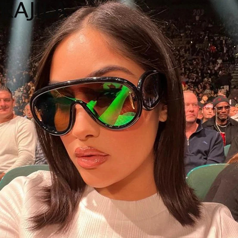 Oversized Wave Mask Luxury Steampunk Sunglasses