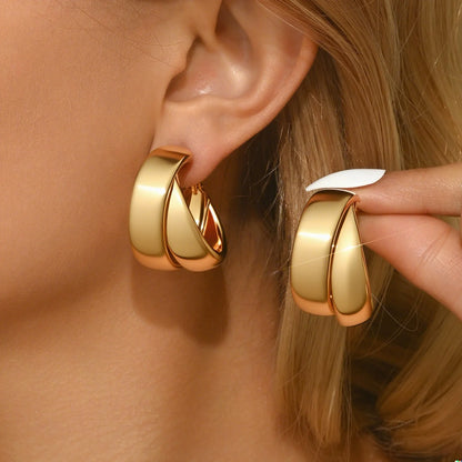 Stainless Steel Double-Layer Hoop Earrings