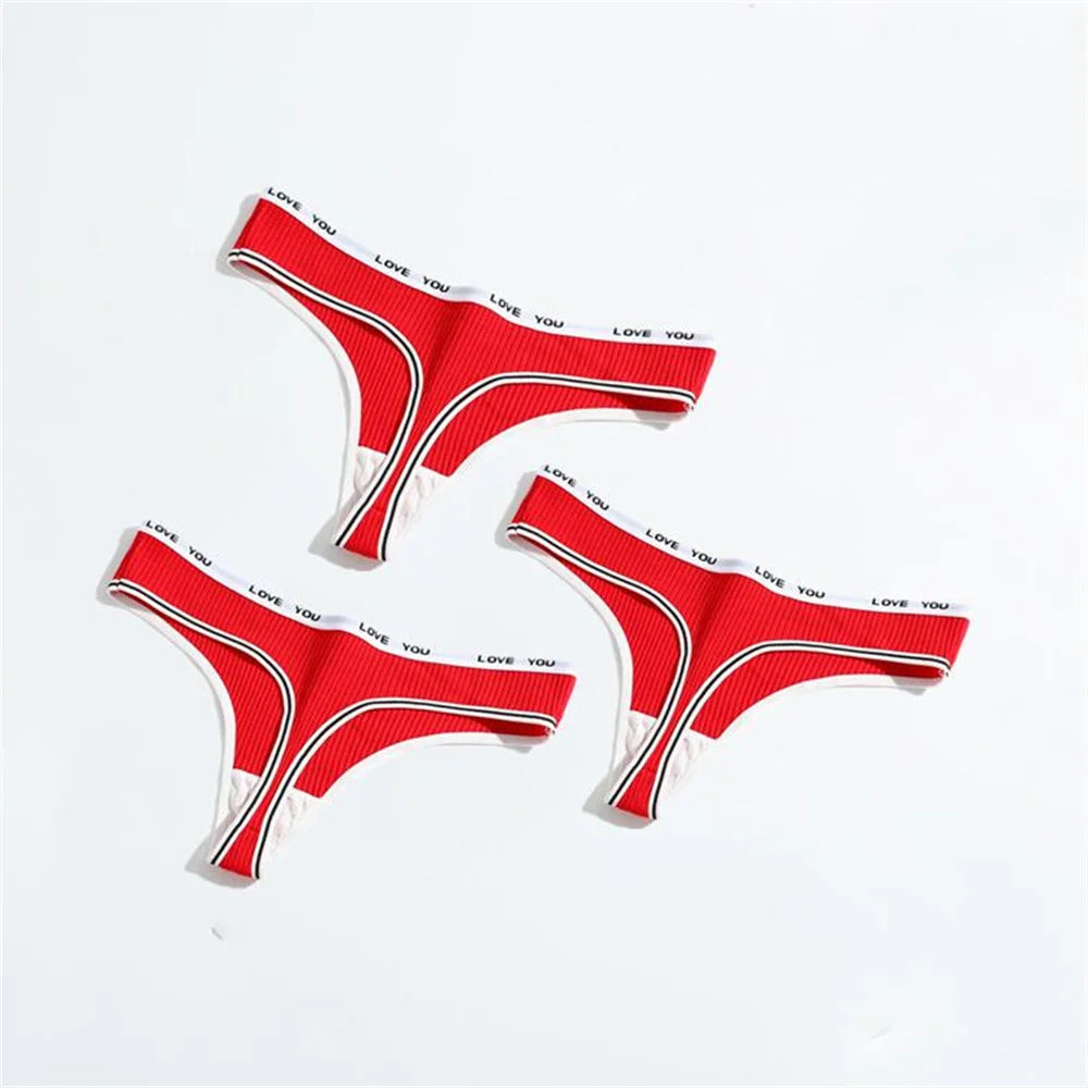 3pcs Ribbed Cotton G String Lingerie