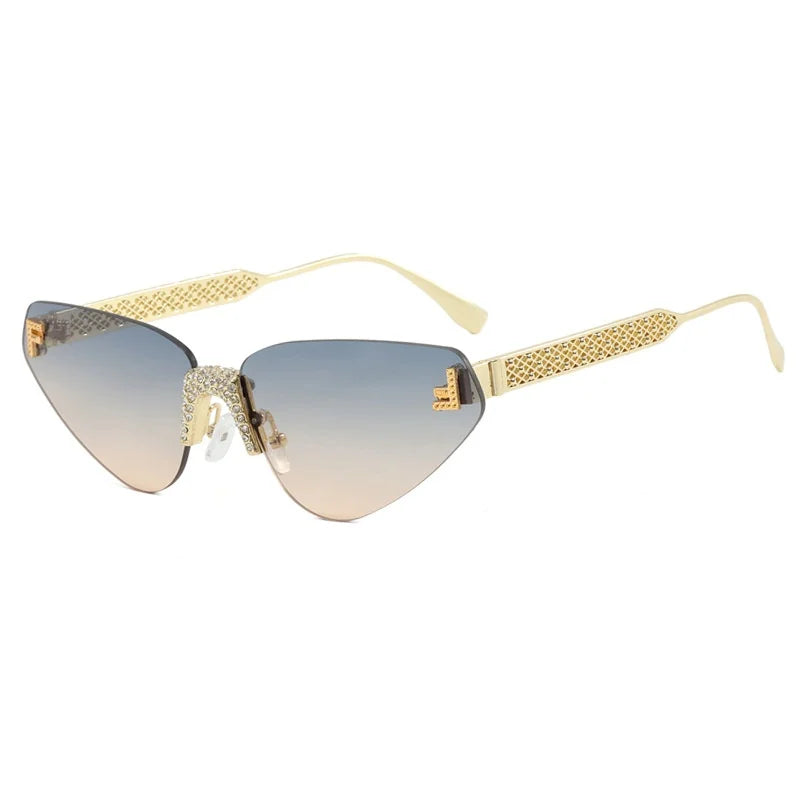 Sexy rimless retro punk metal sunglasses