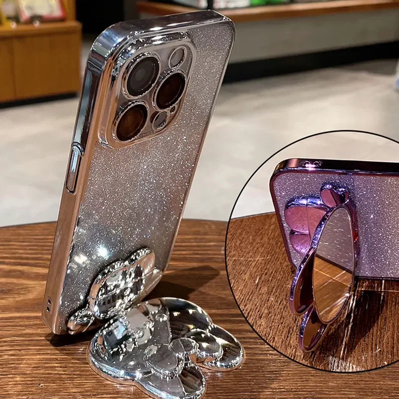 Glitter Mirror Rabbit Stand Case For Samsung Cover