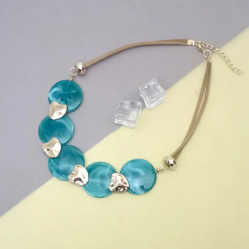 Bohemian Statement Acrylic Circular Pendants Necklace