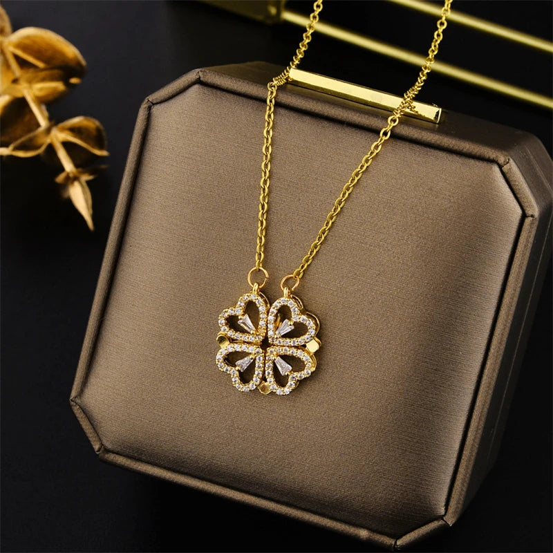 Light Zircon Crystal Stainless Steel Necklaces