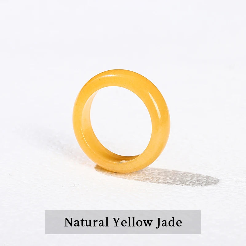 1 Pc Natural Stone Jade Crystal Agate Obsidian Fengshui Lucky Rings