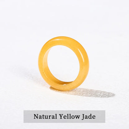 1 Pc Natural Stone Jade Crystal Agate Obsidian Fengshui Lucky Rings