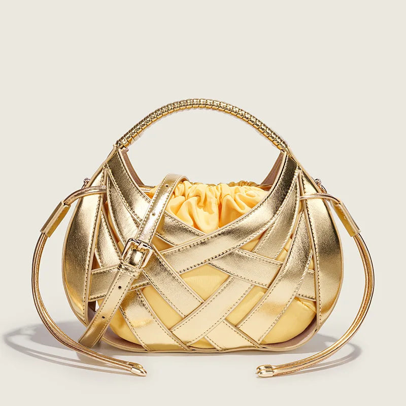 Woven Hollow Handbags Luxury Shoulder Messenger Small Totes Tassel Bag