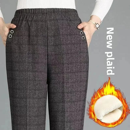 Thickened Fleece-Lined High-Waisted Casual Pants
