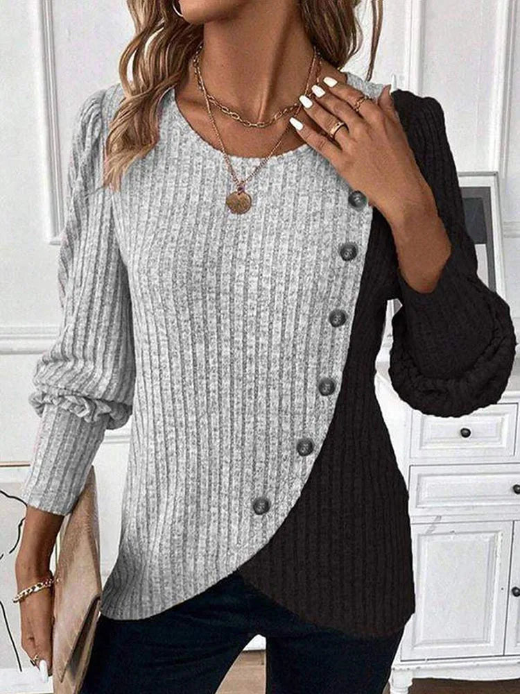 Long Sleeve Buttons Pit Striped Sweaters