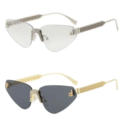 Sexy rimless retro punk metal sunglasses