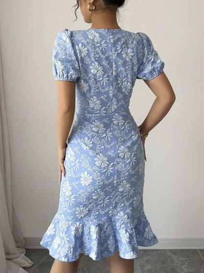 Slim fit fishtail skirt short sleeved Dress