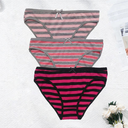 Striped Underwear Plus Size Seamless Panties Cotton Lingerie 3 pcs/lot