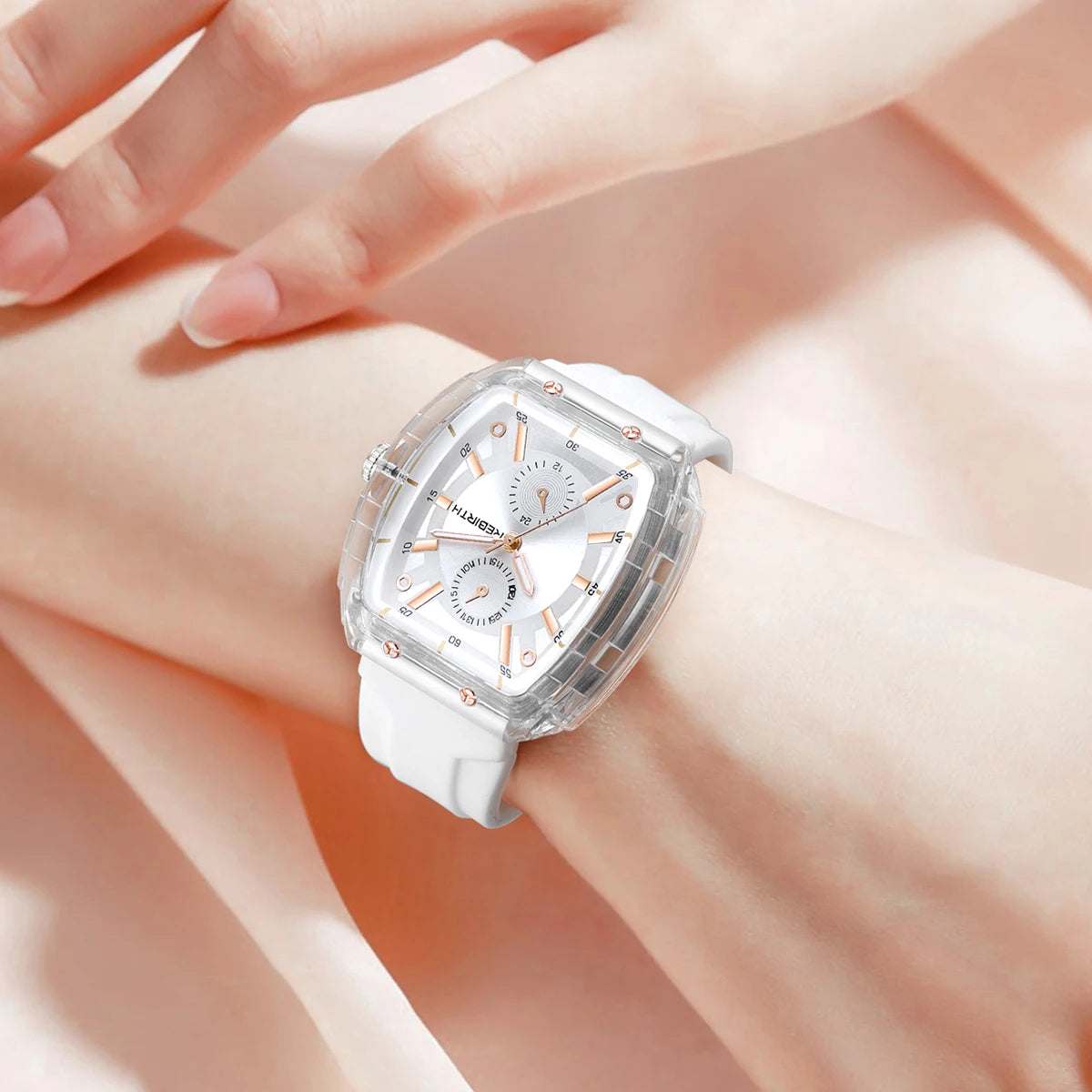 Affordable Macaron-Colored Barrel-Shaped with Silicone Strap Watch