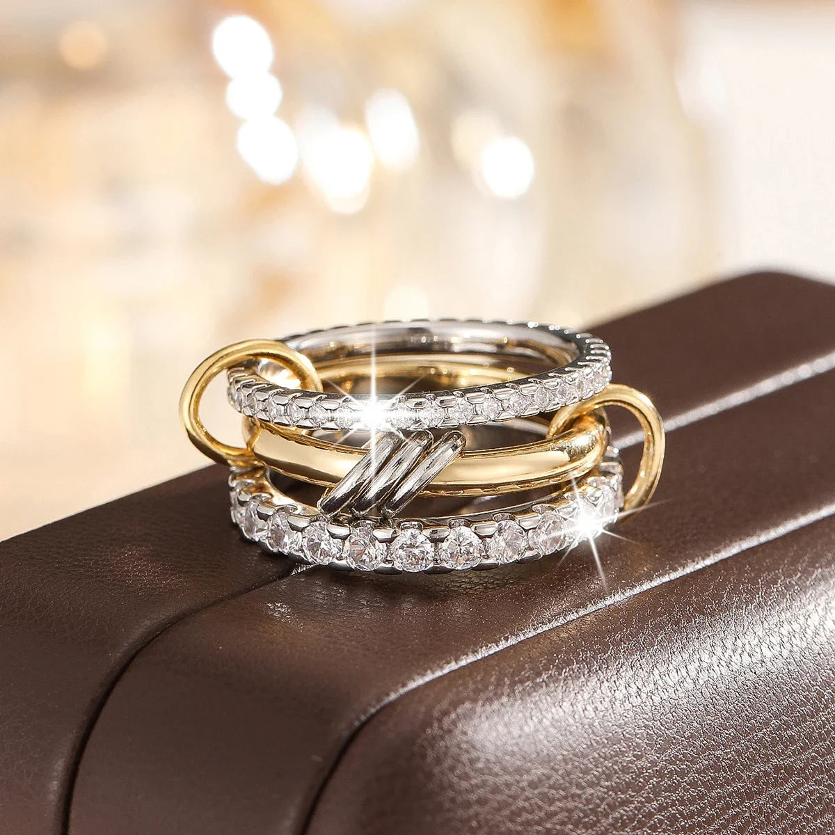 A Niche Four-Ring Copper Jewelry Ring