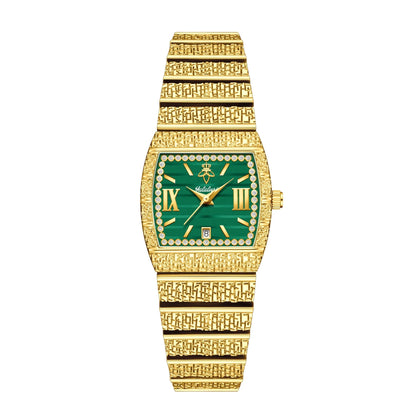 Luxury Small Gold with Diamond-Set Dial Water-Resistant Quartz Timepiece Watch