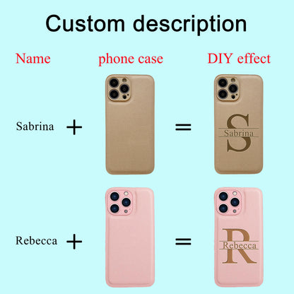 Initials Plus Big Letter Laser Engraving Leather iPhone Cover