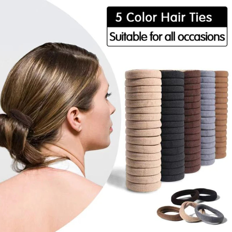 50PCS/Set Cotton Elastic Hair Ties