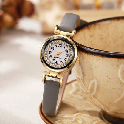 Small Arabic Casual Leather Strap Watch