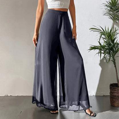 Loose Ice Silk Chiffon Wide Legged Straight Pants