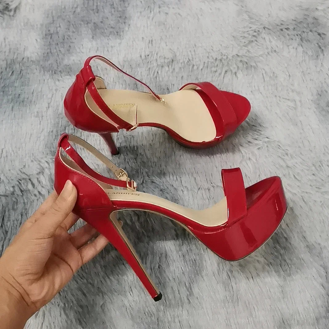 Sexy Open Toes High Heels Leather Shoes