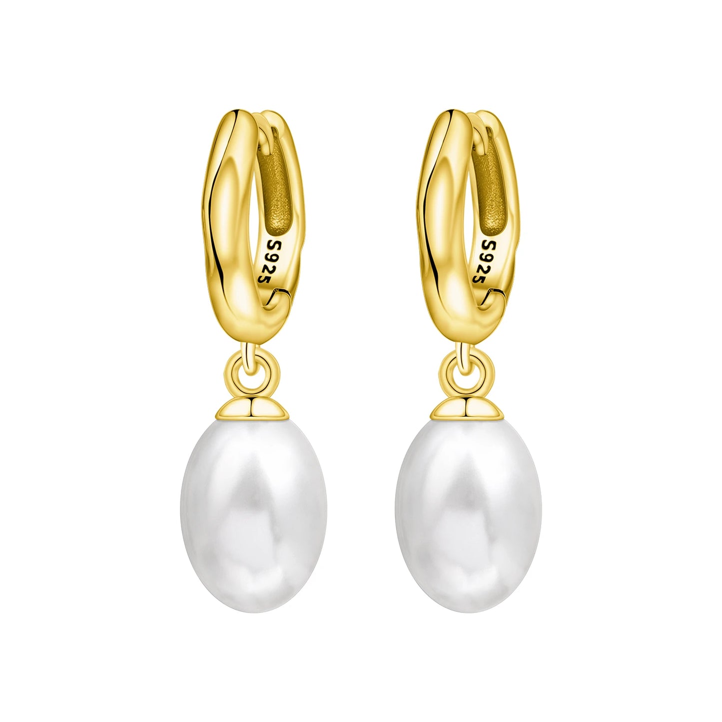 925 Sterling Silver Simple Gold U-shaped Earrings