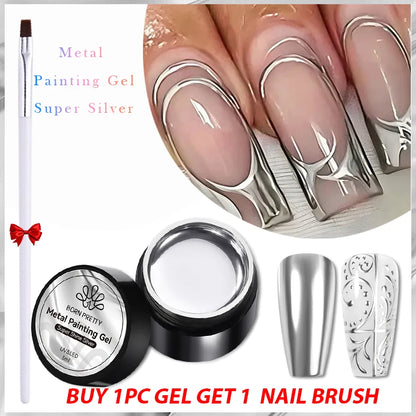 2-4PCS Metallic Painting Gel Polish Gold Silver Rose Gold Mirror Effect
