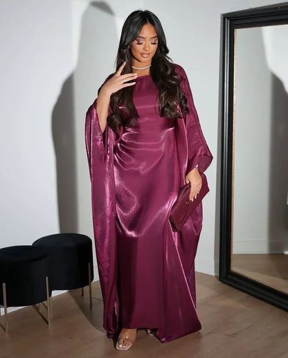 Rose Muslim Kaftan Batwing Satin Maxi Abaya