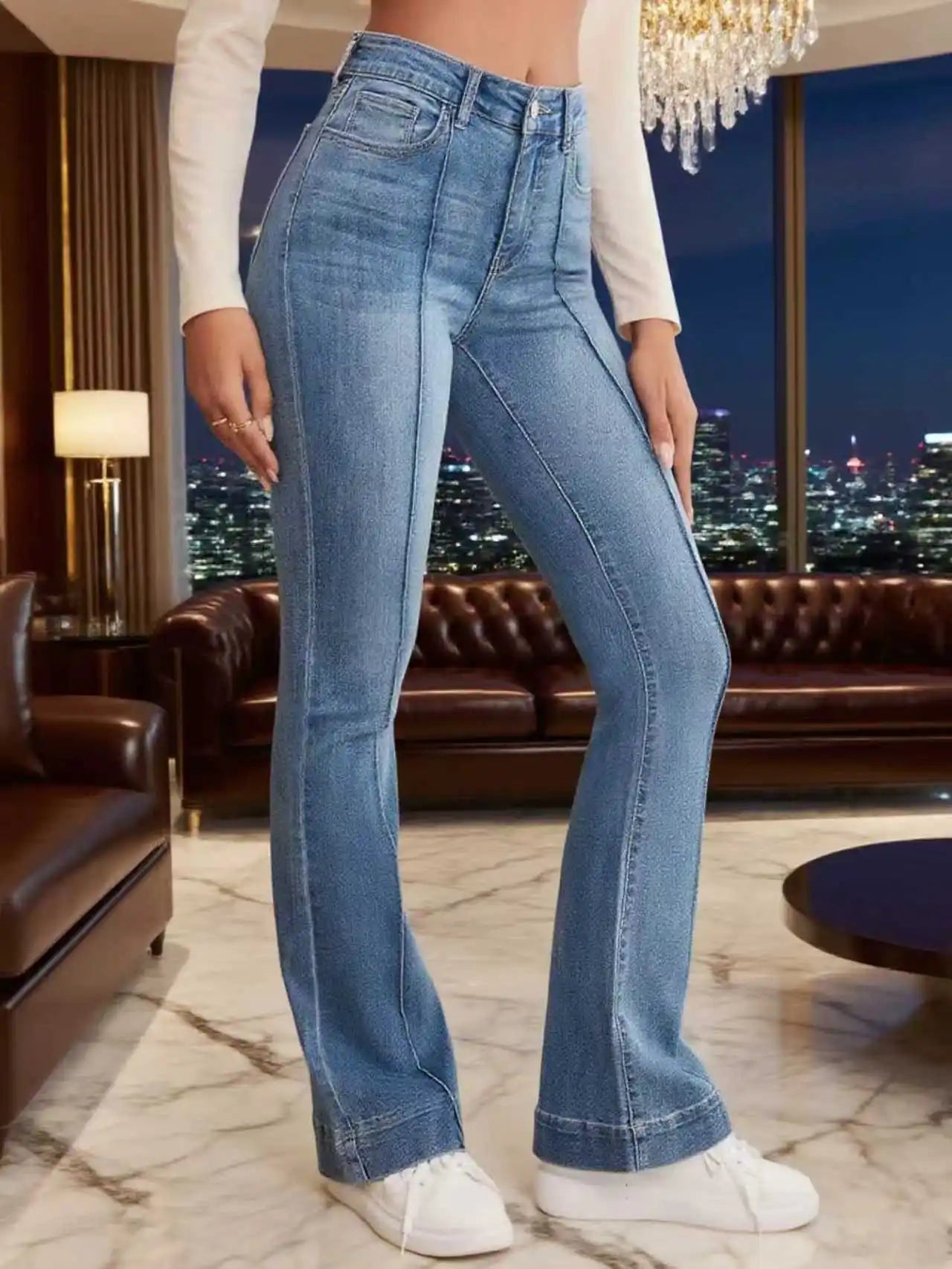 Gray Stretch Flared Slimming pants Jeans
