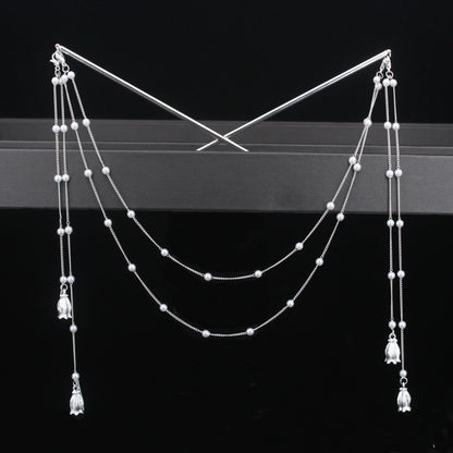 Long Tassel Double Chain Hair Pins Nunchaku Hairpin Chinese Hanfu Hair Stick