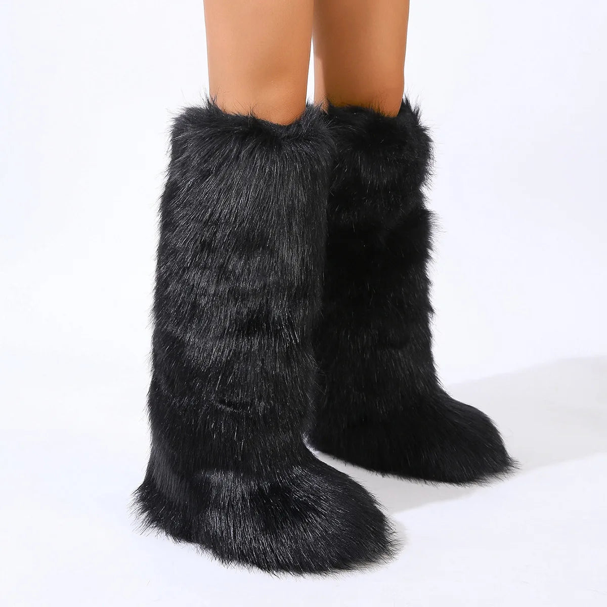 Thigh High Fluffy Furry Faux Fox Boots