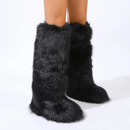 Thigh High Fluffy Furry Faux Fox Boots