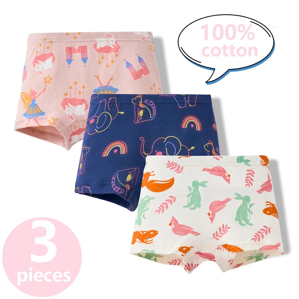3/6 Pcs 100% Cotton Pretty Cartoon Boxer Set