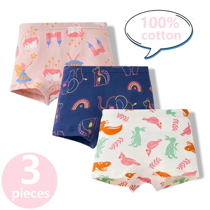 3/6 Pcs 100% Cotton Pretty Cartoon Boxer Set