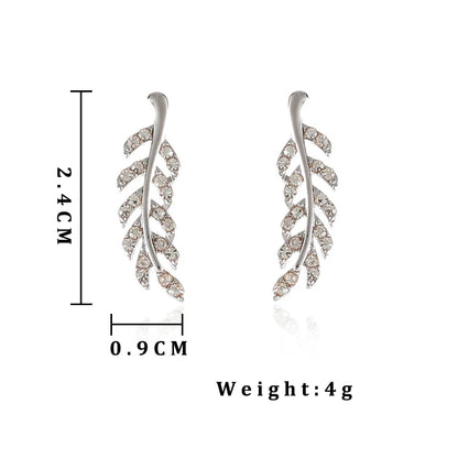 Hollow Out Leaves Crystal Ear Stud Earring