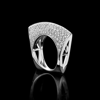 925 Sterling Silver Irregular Hollow Out Diamond Ring
