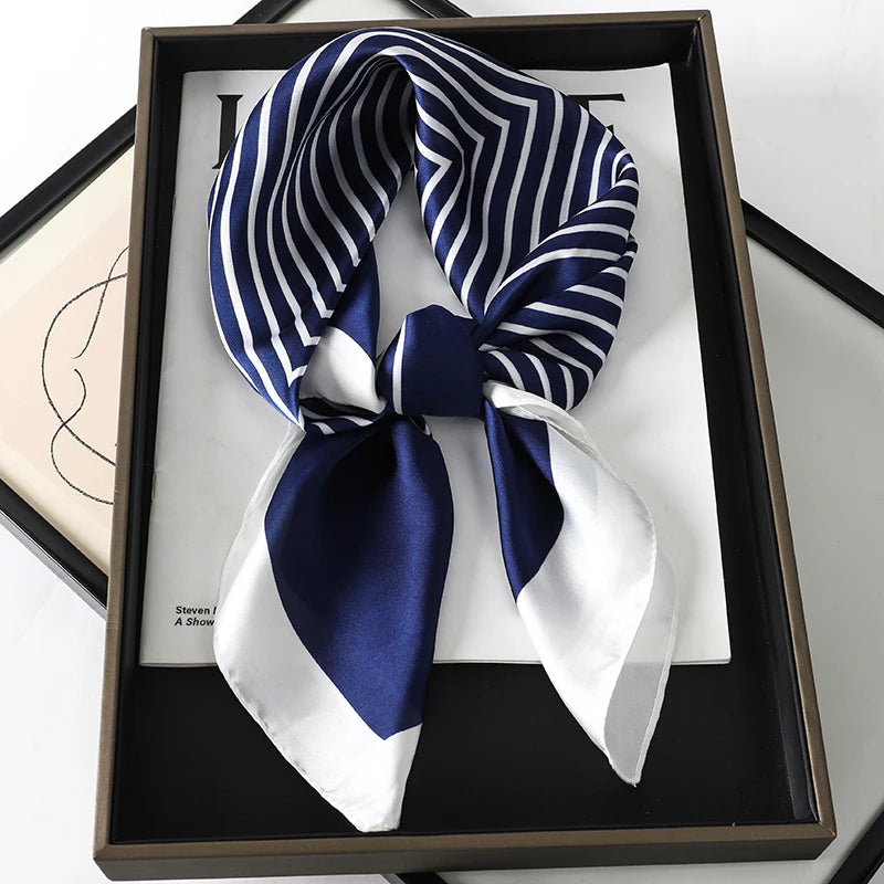 Luxury Silk Square Plaid Satin Scarf