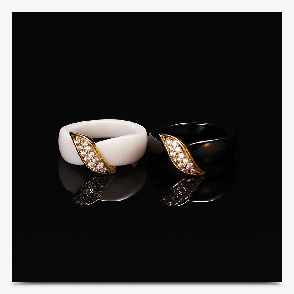 DANA Crystal Leaf Ceramic Rings