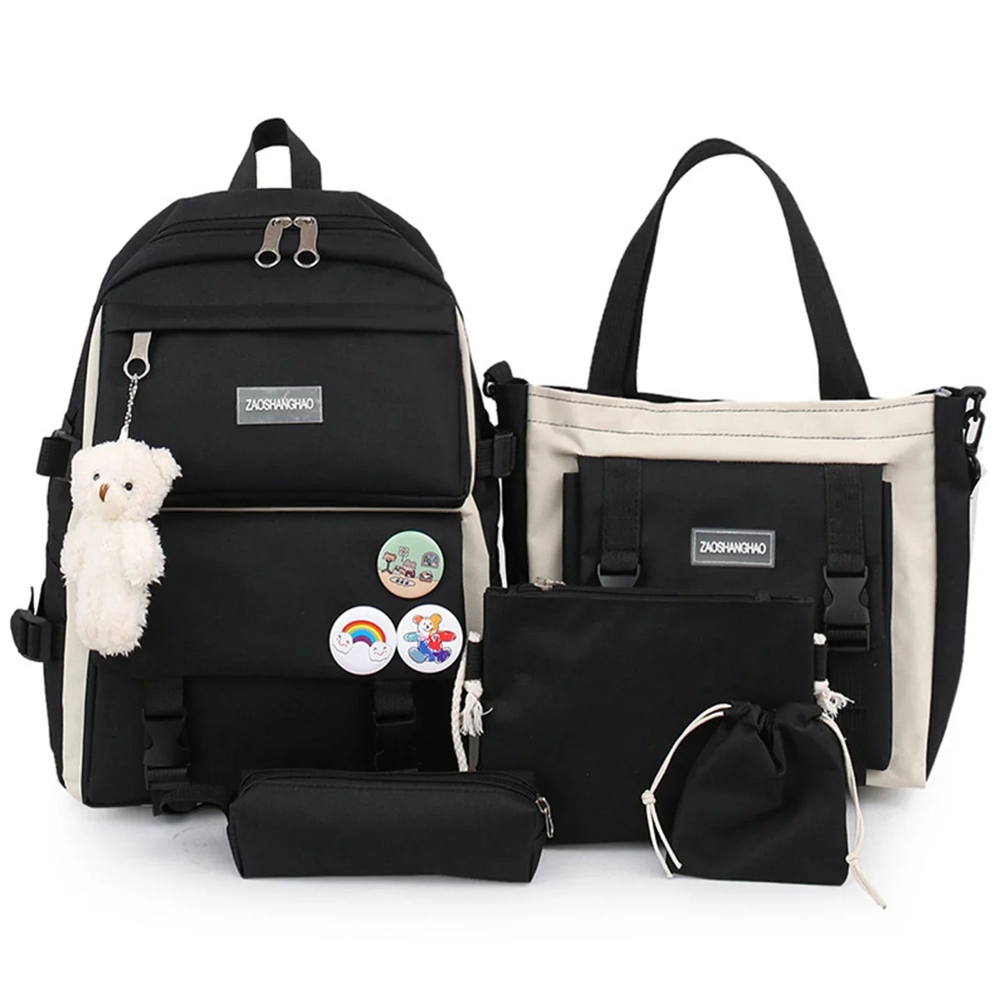 5PCS Kit Backpack High Capacity Waterproof School Bags