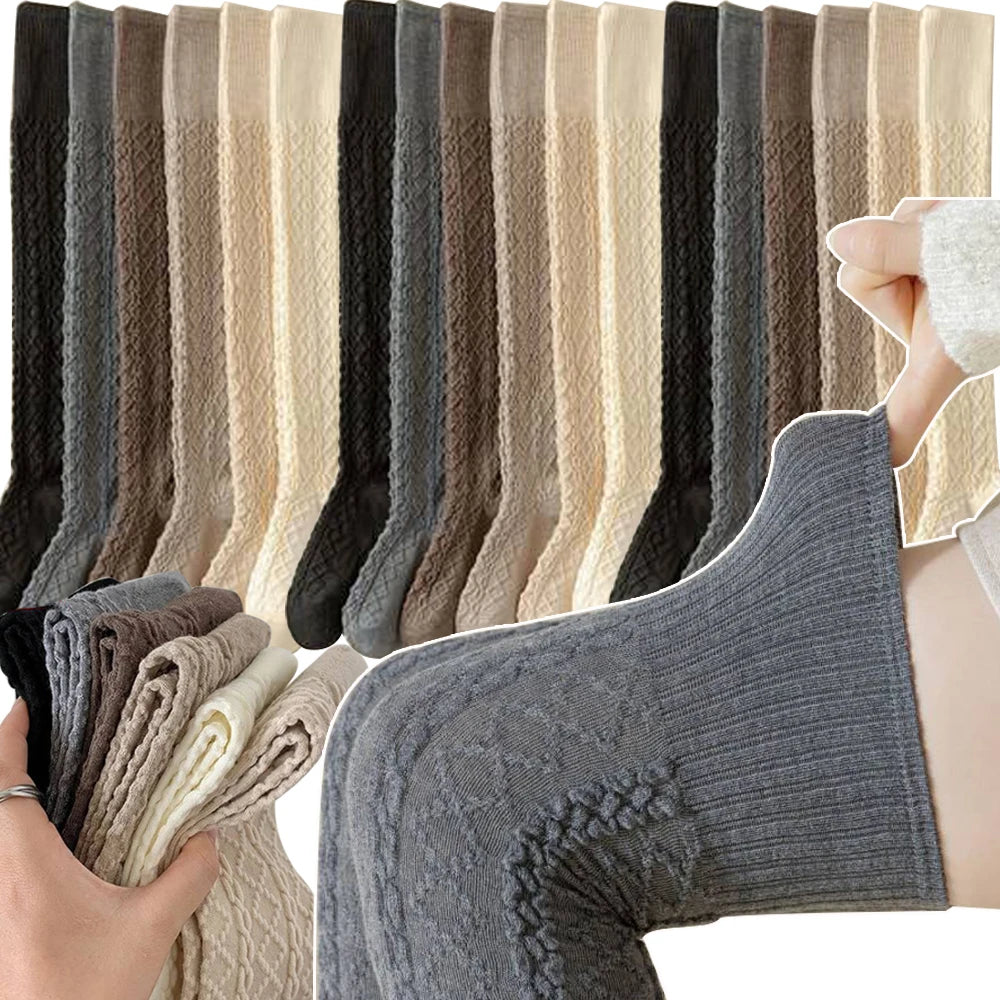 Classic Striped Knee High Thicken Warm Thigh Socks Long Stockings