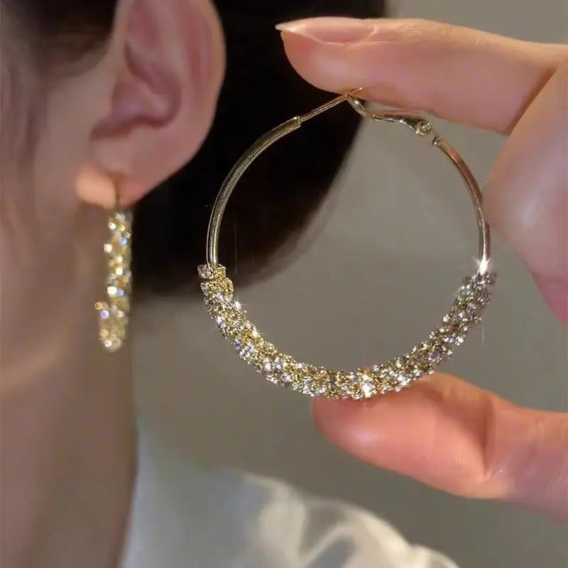 Big Full Crystal Circle Hoop Earrings